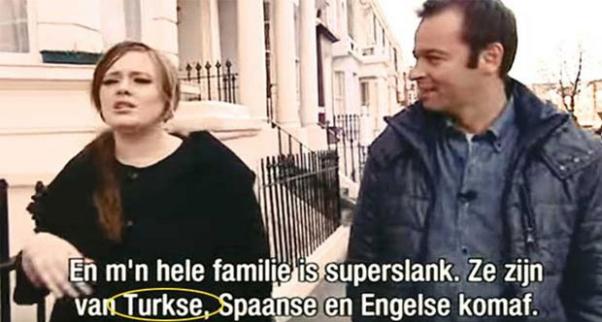 Adele söyleşide ailesinden Türk olarak söz ediyor.