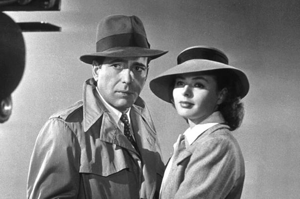 Humphrey Bogart ve İngrid Berman Kazablanka filminde.